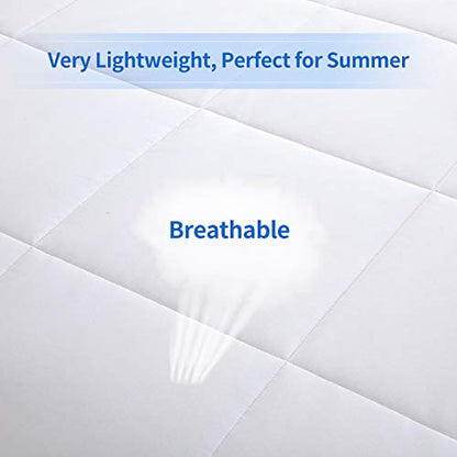  HOMBYS Down Alternative Blanket Queen Size 90" X 90", Lightweight Quilted Bed Blanket With 8 Corner Tabs,White Reversible Soft Microfiber Quilted Blanket For All Season