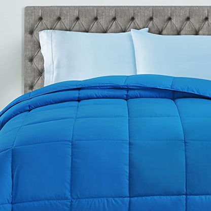  SUPERIOR Classic All-Season Down Alternative Comforter With Baffle Box Construction, Warm Filling - Twin Comforter, Aster Blue