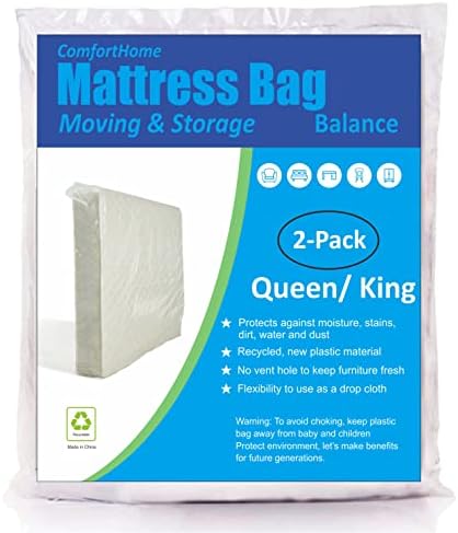  2 Pack Mattress Bag For Moving And Storage, Medium Weight, Fits Queen And King Size Mattress
