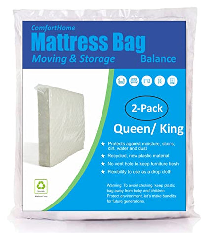  2 Pack Mattress Bag For Moving And Storage, Medium Weight, Fits Queen And King Size Mattress