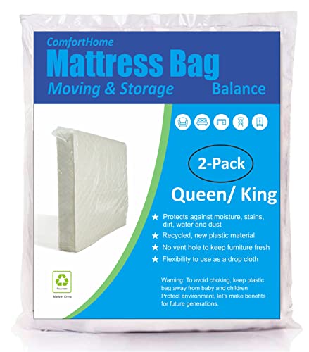  2 Pack Mattress Bag For Moving And Storage, Medium Weight, Fits Queen And King Size Mattress
