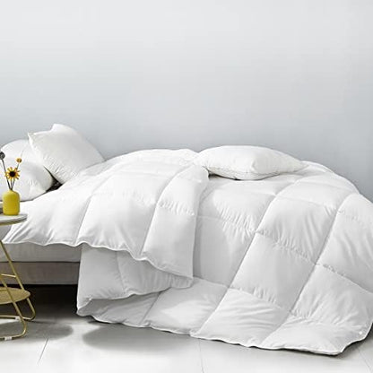  Down Alternative Comforter Queen-90X90 Inches Size All Season Duvet Insert White Soft Brushed Microfiber Cover Skin-Friendly Noiseless Quilted Comforter