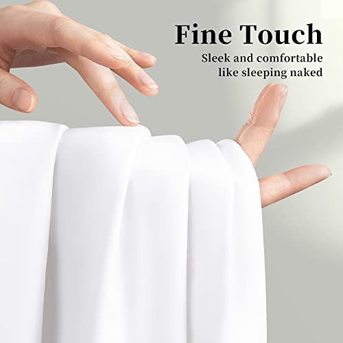  100% Egyptian Cotton Sheets Queen Size,1000 Thread Count Luxury Heavy Bed Sheets Set,Very Smooth Soft With 18" Deep Pocket Sheets 4 Pc Set (White, Queen)