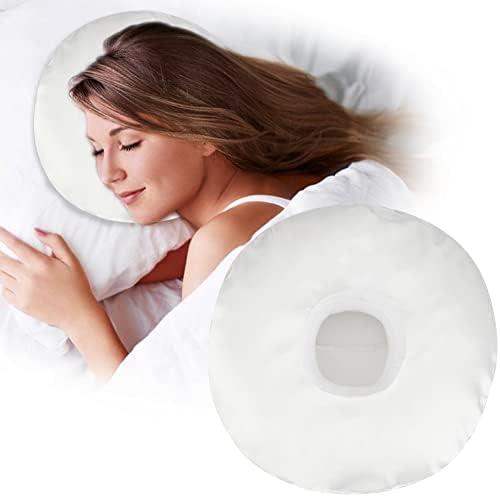 D. Cozy Ear Piercing Pillow For Side Sleepers CHN Pillow With Hole For Ear Pain Inflammation Pressure Sores Side Sleeping O-Shaped Donut Guard With Removable Cover Silk Gray