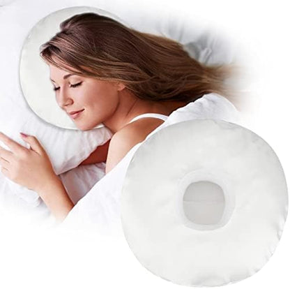  D. Cozy Ear Piercing Pillow For Side Sleepers CHN Pillow With Hole For Ear Pain Inflammation Pressure Sores Side Sleeping O-Shaped Donut Guard With Removable Cover Silk Gray