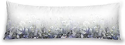  Body Pillowcase, Bohemian Flower Ultra Soft Colorful Velvet Full Long Body Pillow Covers 20 X 54 With Zipper, Total Boho Floral Body Pillow Protector, For Adults Women And Men (Blue White)