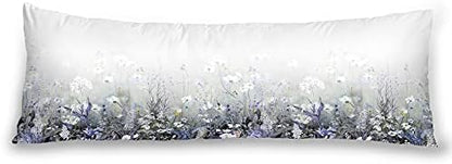  Body Pillowcase, Bohemian Flower Ultra Soft Colorful Velvet Full Long Body Pillow Covers 20 X 54 With Zipper, Total Boho Floral Body Pillow Protector, For Adults Women And Men (Blue White)
