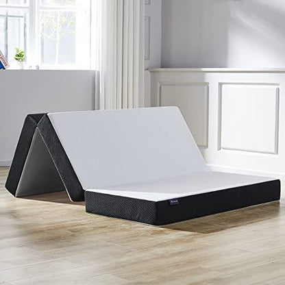  Folding Mattress, 3 Inch Tri-fold Memory Foam Mattress Topper With Washable Cover, Foldable Mattress Topper For Camping, Guest - Queen Size, 78" X 58" X 3"