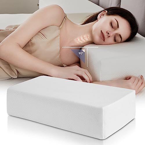  Cube Memory Foam Pillow For Side Sleepers (24"x12"x5" Medium Support), Thick Bed Pillow For Sleeping With Bamboo Cover, Rectangle Pillow For Neck And Shoulder Pain Relief - King, Queen, Square | White