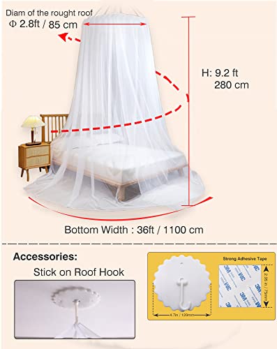  Mosquito Net Bed Canopy, Hanging Drapes Curtain Netting Over Bed Bedroom Decor For Single, Twin Full & Queen King Size Beds & Baby Crib ( White )