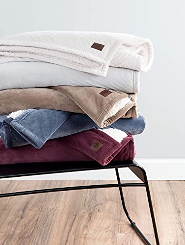 Ugg Bliss Sherpa Throw Blanket - Plush Oversized Reversible Accent Blanket - 50” X 70” - Quartz