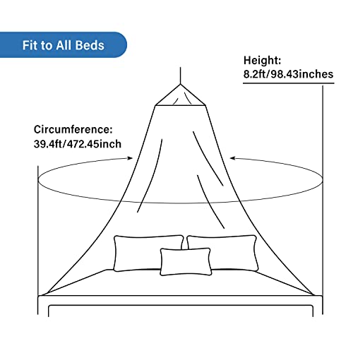  Mosquito Net Bed Canopy For Girls, Elegant Canopy Bed Curtains From Ceiling, Easy To Install, Dome Mosquito Netting For Single To Adult Size Beds, Home & Camping Use, White