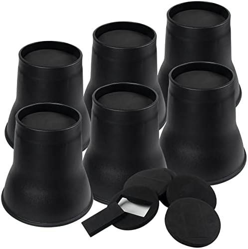  DEDU Bed Risers 6 Inch Heavy Duty 6 Pack, Furniture Risers With Caster Pads Supports Up To 6600 Lbs, Round Couch Risers For Sofas, Desk (Black)