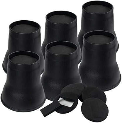  DEDU Bed Risers 6 Inch Heavy Duty 6 Pack, Furniture Risers With Caster Pads Supports Up To 6600 Lbs, Round Couch Risers For Sofas, Desk (Black)
