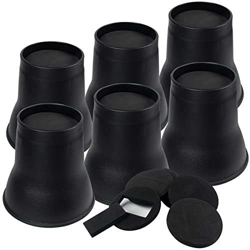  DEDU Bed Risers 6 Inch Heavy Duty 6 Pack, Furniture Risers With Caster Pads Supports Up To 6600 Lbs, Round Couch Risers For Sofas, Desk (Black)