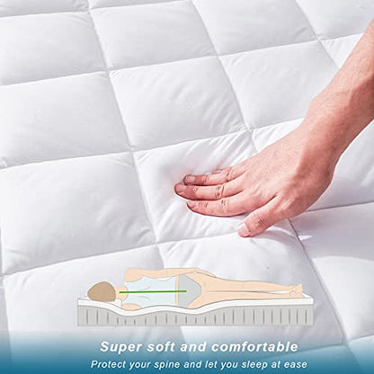  Uraclaire Mattress Pad With 8-21'' Deep Pocket,Cooling Mattress Topper Cover,Ultra Soft Quilted Fitted Breathable Fluffy Microfiber Mattress Protector(Queen)