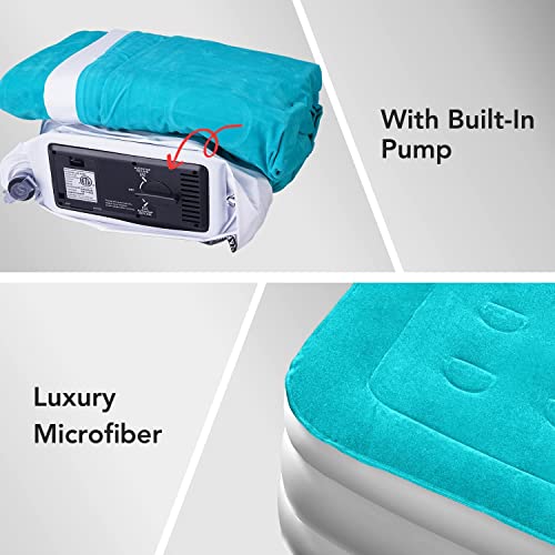  Inflatable Twin Air Mattress With Built In Pump, 18" Fast Inflation Highest End Blow Up Bed Air Mattresses With Carry Bag For Camping, Home&Guests, Travel Cushion, Indoor