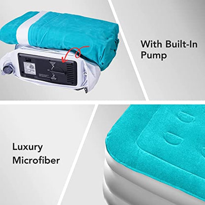  Inflatable Twin Air Mattress With Built In Pump, 18" Fast Inflation Highest End Blow Up Bed Air Mattresses With Carry Bag For Camping, Home&Guests, Travel Cushion, Indoor