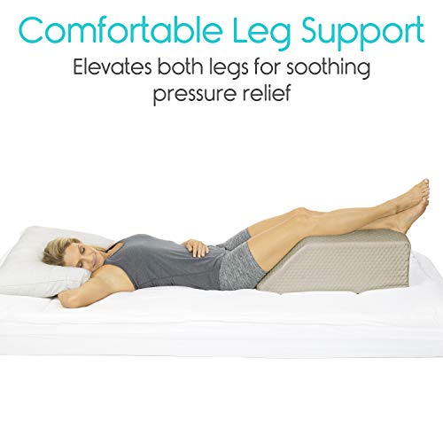 Xtra-Comfort Leg Elevation Pillow For Sleeping, Swelling, Post Surgery - Memory Foam Bed Wedge Pillow- Support Cushion For Pregnancy, Leg, Foot Rest