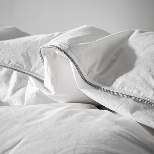  75% White Down Comforter King Size For All Season With 100% Cotton Cover, 600 Fill Power 56OZ Fluffy Duvet Insert With Corner Tabs, Baffle Box Pinch Pleat Design