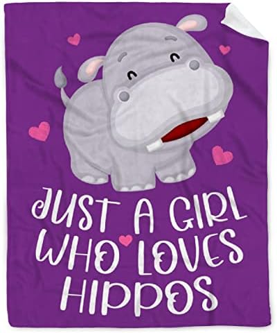  St A Girl Who Loves Hippos Soft Comfy Flannel Blanket Fluffy Queen Plush Throw Twin Cozy Outdoor Picnic Living Room Travel Couch Medium (60 In X 50 In)