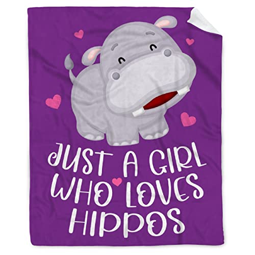  St A Girl Who Loves Hippos Soft Comfy Flannel Blanket Fluffy Queen Plush Throw Twin Cozy Outdoor Picnic Living Room Travel Couch Medium (60 In X 50 In)