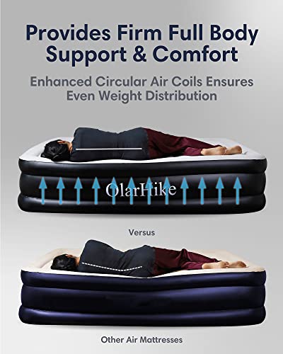  Inflatable Queen Air Mattress With Built In Pump,18"Elevated Durable Air Mattresses For Camping,Home&Guests,Fast&Easy Inflation/Deflation Airbed,Black Double Blow Up Bed,Travel Cushion,Indoor