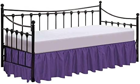  600 Thread Count Pure Cotton Daybed Skirt - 1 Piece Cotton Twin Size Dust Ruffle Daybed Skirt With Split Corners For Day Beds 15" Drop Length - Three Side Coverage ​- Burgundy
