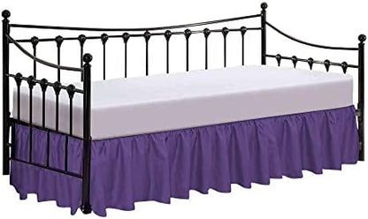  600 Thread Count Pure Cotton Daybed Skirt - 1 Piece Cotton Twin Size Dust Ruffle Daybed Skirt With Split Corners For Day Beds 15" Drop Length - Three Side Coverage ​- Burgundy