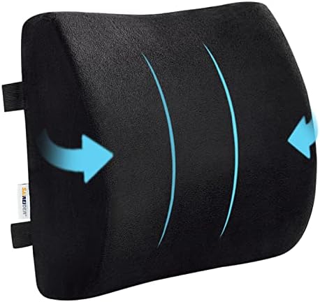  SAIREIDER Comfortable Lumbar Support Pillow For Office Chair, Memory Foam Back Support Pillows For Car、Gaming Chair、 Home Chair, Back Pain Relief Improve Posture, Double Adjustable Straps(Black)