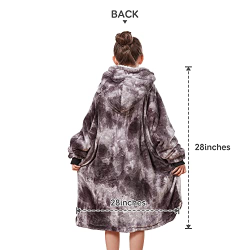  Pawque Blanket Hoodie For Kids, Oversized Wearable Blanket Sweatshirt With Super Warm Microfiber And Sherpa, Soft Fluffy Blanket Hoodie With Giant Pocket, One Size Fits Most Youth