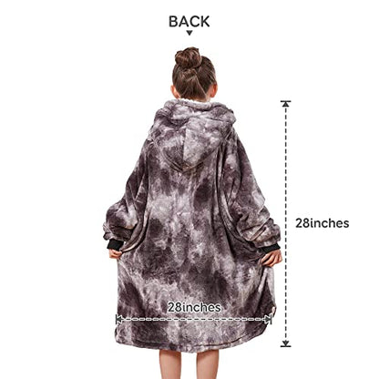  Pawque Blanket Hoodie For Kids, Oversized Wearable Blanket Sweatshirt With Super Warm Microfiber And Sherpa, Soft Fluffy Blanket Hoodie With Giant Pocket, One Size Fits Most Youth