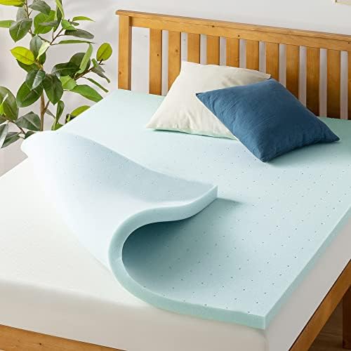  Best Price Mattress 2.5 Inch Ventilated Memory Foam Mattress Topper, Cooling Gel Infusion, CertiPUR-US Certified, Twin XL,Blue