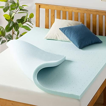  Best Price Mattress 2.5 Inch Ventilated Memory Foam Mattress Topper, Cooling Gel Infusion, CertiPUR-US Certified, Twin XL,Blue