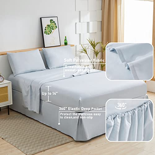  8 Pcs Blue White Plaid Bedding Comforter Sets King Patchwork Comforter Set Bed In A Bag With Flat Sheet,Fitted Sheet,Bed Skirt,Pillowcases & Shams,Gingham Bed Check Duvet Set Geometric Home Decor
