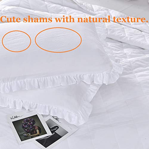  Ueen's House Ruffle Skirt Bedspread French Country Bedspread White King Size 3 Piece Set