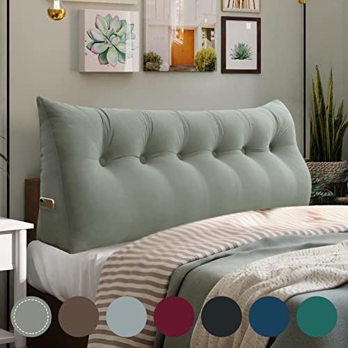 WOWMAX Large Bolster Triangular Headboard Pillow Twin Dorm Headboard Twin XL Bed Wedge Pillow For Headboard Bolster Pillow For Bed With Removable Cover Velvet Light Gray