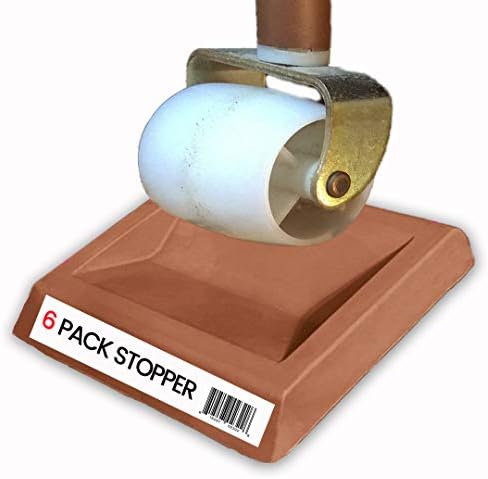  IPrimio Brown Bed Wheel Stoppers - 6 Pack Of Universal Bed Frame Wheel Locks, Rubber Caster Cups For Bed Wheels, Non-Slip Furniture Casters For Hardwood Floors, Patent Pending Design
