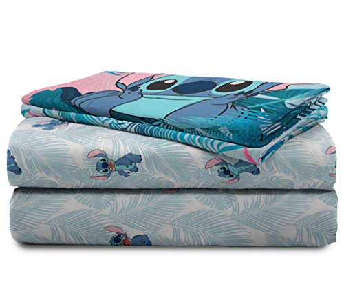  Jay Franco Disney Lilo & Stitch Floral Fun Queen Sheet Set - 4 Piece Set Super Soft And Cozy Kid’s Bedding - Fade Resistant Microfiber Sheets (Official Disney Product)