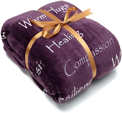  Healing Warm Hugs Gift Throw Blanket - Sympathy Gift Breast Cancer Chemo Survivor Get Well Caring Gifts - Comfort Purple Gift Blanket For Love Support Women Friend - Aubergine