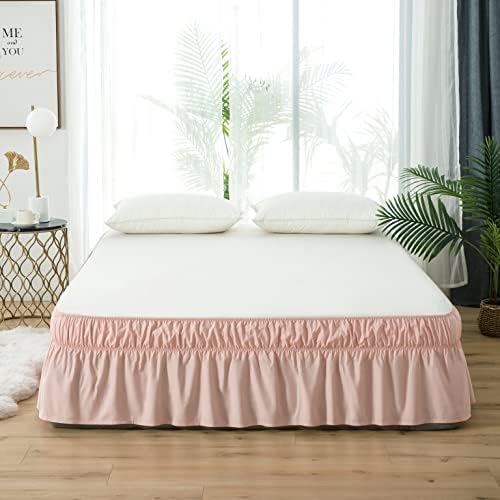  Bed Skirt Queen Size 15-16 Inch Drop Dust Ruffle Premium Soft And Cozy Brushed Microfiber Three Fabric Sides Wrap Around With Elastic No Top Easy On Queen/King Blush Pink