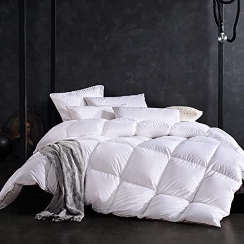  All Season King Size Feathers Down Comforter Duvet Insert, 100% Down-Proof Cover Duvet Insert With 8 Tabs, Light Blue 106x90 Inches