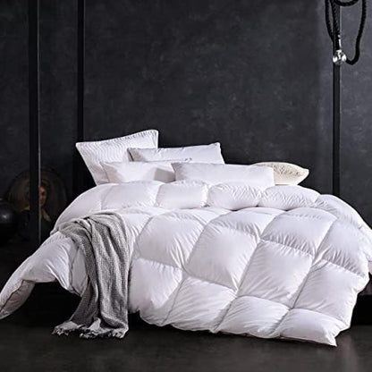  All Season King Size Feathers Down Comforter Duvet Insert, 100% Down-Proof Cover Duvet Insert With 8 Tabs, Light Blue 106x90 Inches
