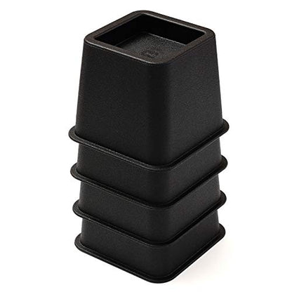  HOME COMPOSER 3 Inch Bed Risers Set Of 4, Heavy Duty Stackable Furniture Risers Lifters For Beds, Sofa, Tables And Chairs, Black Bed Elevator With 2.8" Square Recess