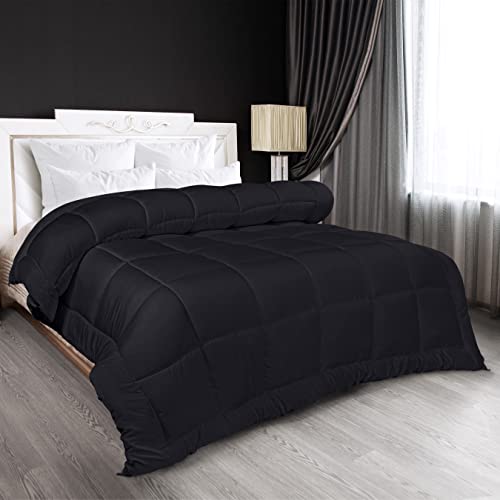  All Season Down Alternative Quilted Queen Comforter - Duvet Insert With Corner Tabs - Machine Washable - Bed Comforter - (Bulk Pack Of 6 - Black)