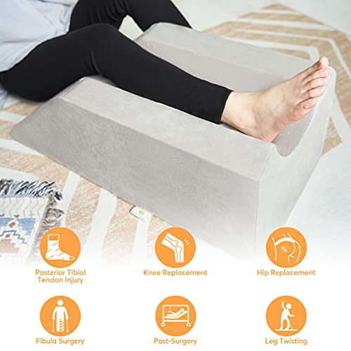  OasisSpace Leg Support And Elevation Pillow For Surgery, Swelling, Injury Or Rest - Memory Foam Leg Position Pillows For Knee, Ankle And Foot Injury Pain Relief - Improve Circulation - Washable Cover