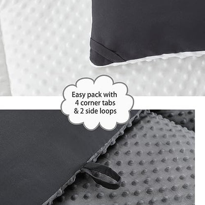  Songlibin Minky Dot Comforter King Size-Reversible King Comforters-Quilted Down Alternative Duvet Insert With Corner Tabs-All Season Lightweight Summer,Winter Bed Comforters(Dark Grey,King)