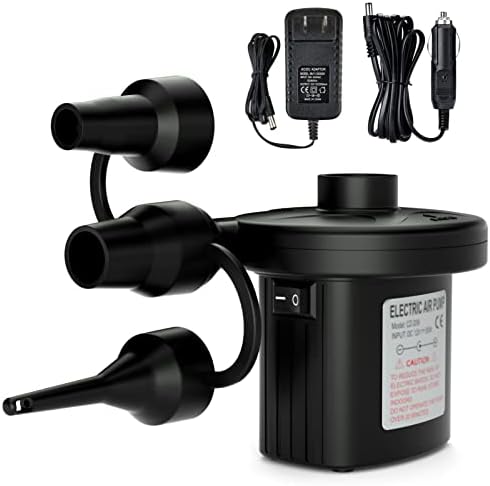  Electric Air Pump Portable Quick-Fill AC DC Inflator Deflator Pump For Air Mattress Inflatables Pool Floats Water Toy Raft Bed Boat Pool Toy With Nozzles 110-240 V