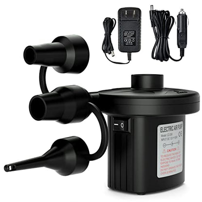  Electric Air Pump Portable Quick-Fill AC DC Inflator Deflator Pump For Air Mattress Inflatables Pool Floats Water Toy Raft Bed Boat Pool Toy With Nozzles 110-240 V