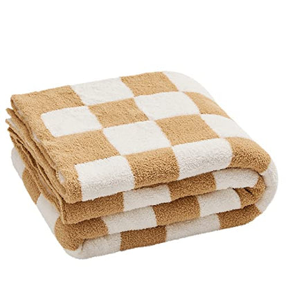  YIRUIO Throw Blankets Checkerboard Checkered Chessboard Warmer Comfort Reversible Microfiber Soft Cozy For Kids Baby Children(Burnt Orange, 30''x40'')